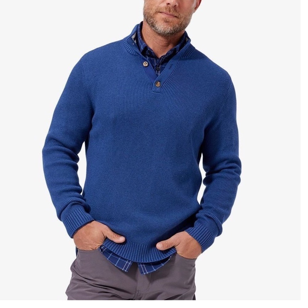 NWT Mizzen+Main‎ Sweater Cassady Mock Neck Henley Pullover Mens XXL